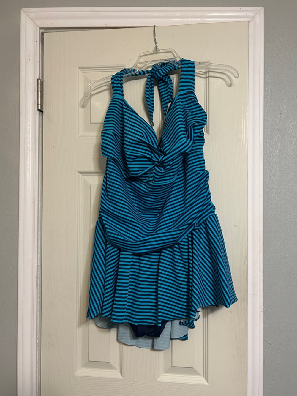 Catalina blue stripe swimsuit Suddenly Slim 3X